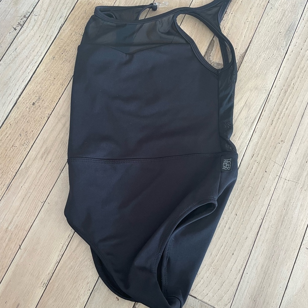 Black Mesh Panel Leotard Tiger Friday